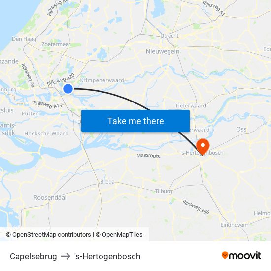 Capelsebrug to 's-Hertogenbosch map