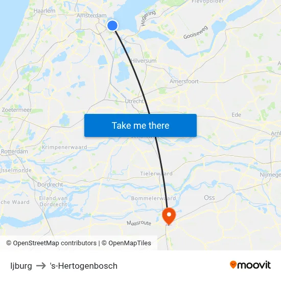 Ijburg to 's-Hertogenbosch map
