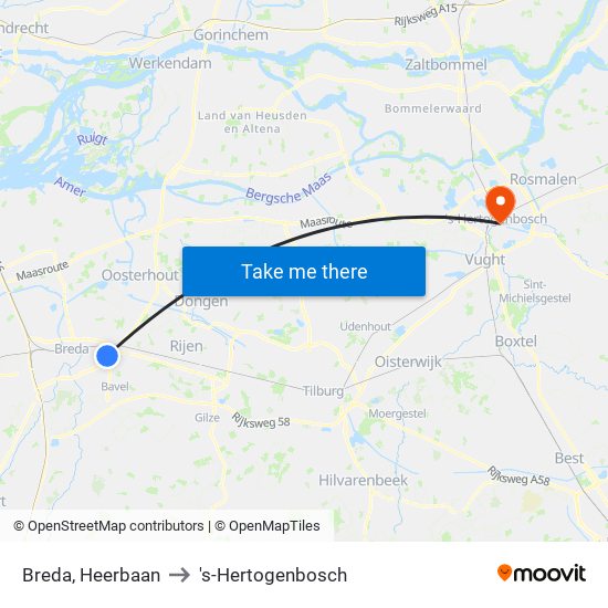 Breda, Heerbaan to 's-Hertogenbosch map
