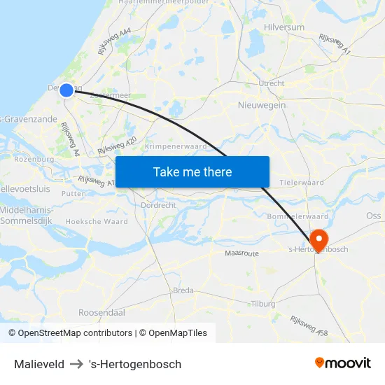 Malieveld to 's-Hertogenbosch map