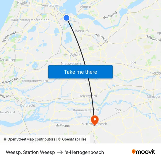 Weesp, Station Weesp to 's-Hertogenbosch map