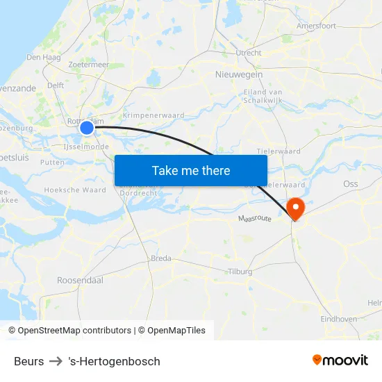 Beurs to 's-Hertogenbosch map