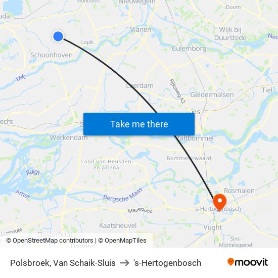 Polsbroek, Van Schaik-Sluis to 's-Hertogenbosch map