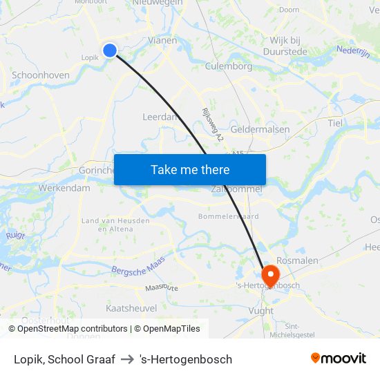Lopik, School Graaf to 's-Hertogenbosch map
