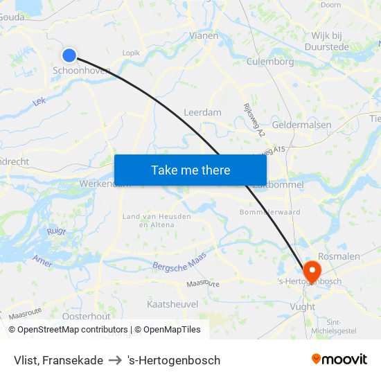 Vlist, Fransekade to 's-Hertogenbosch map