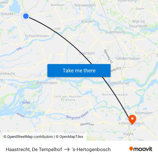 Haastrecht, De Tempelhof to 's-Hertogenbosch map