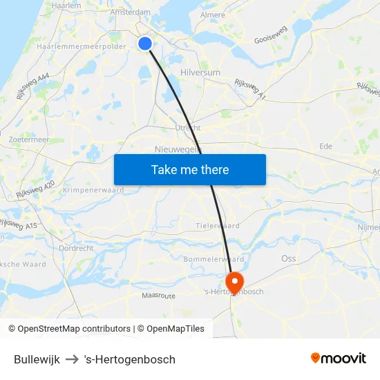 Bullewijk to 's-Hertogenbosch map