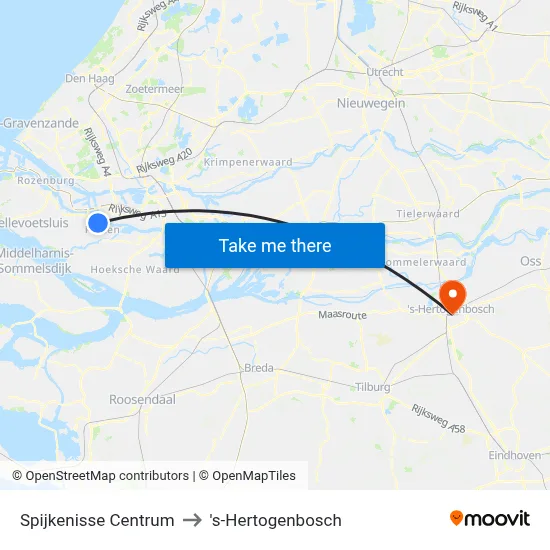 Spijkenisse Centrum to 's-Hertogenbosch map