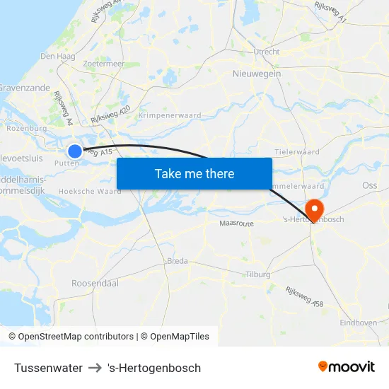 Tussenwater to 's-Hertogenbosch map