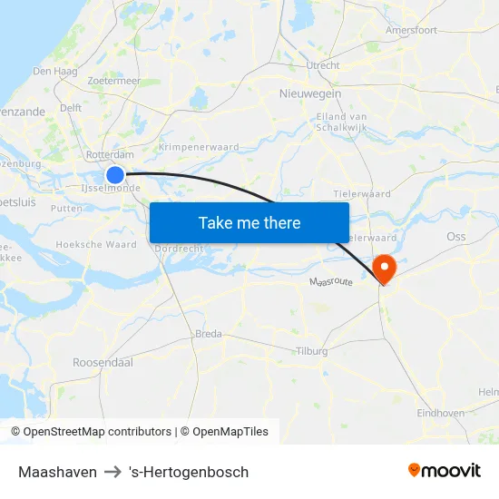 Maashaven to 's-Hertogenbosch map