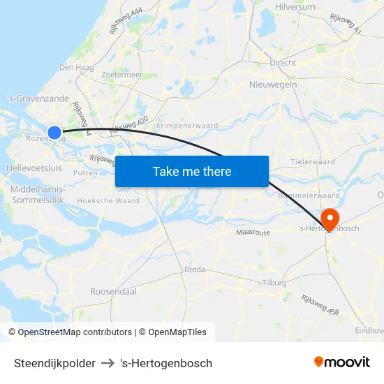 Steendijkpolder to 's-Hertogenbosch map