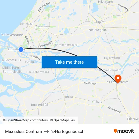 Maassluis Centrum to 's-Hertogenbosch map