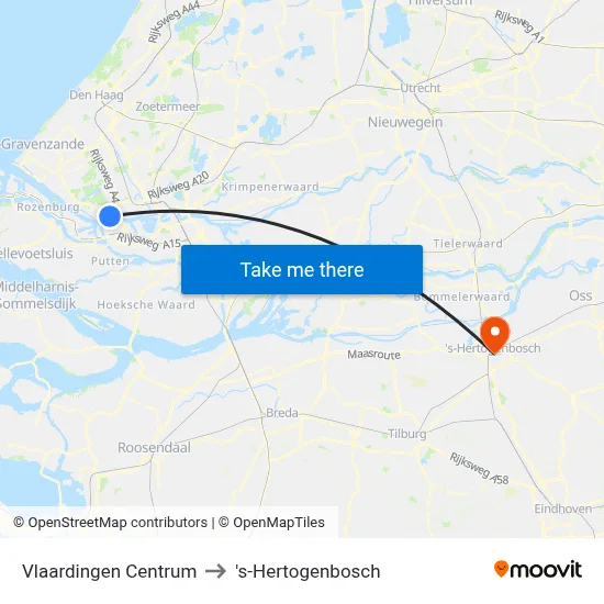 Vlaardingen Centrum to 's-Hertogenbosch map