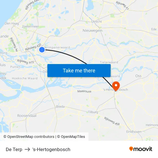 De Terp to 's-Hertogenbosch map