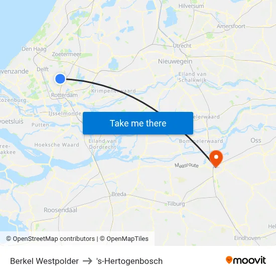 Berkel Westpolder to 's-Hertogenbosch map