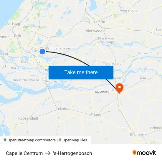 Capelle Centrum to 's-Hertogenbosch map
