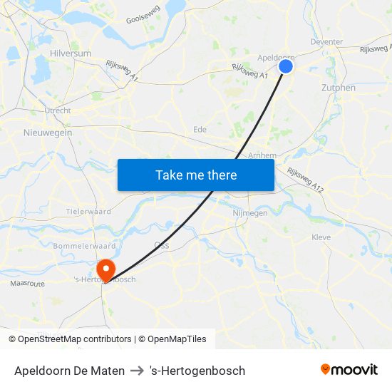 Apeldoorn De Maten to 's-Hertogenbosch map