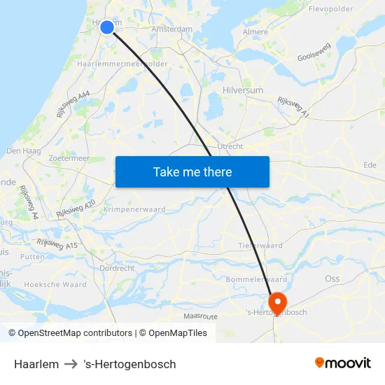 Haarlem to 's-Hertogenbosch map