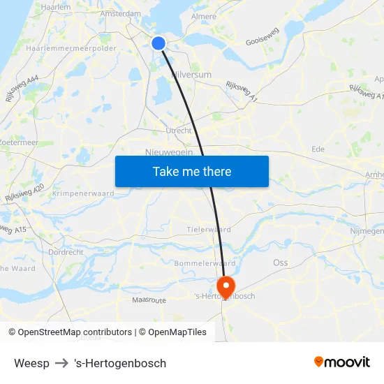 Weesp to 's-Hertogenbosch map