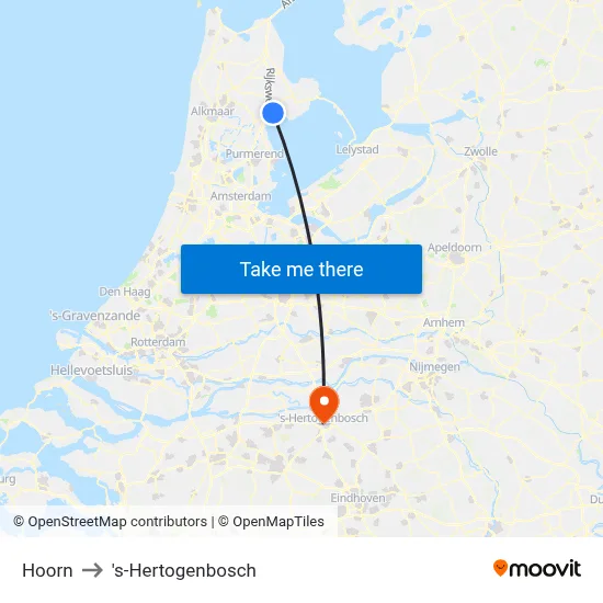Hoorn to 's-Hertogenbosch map