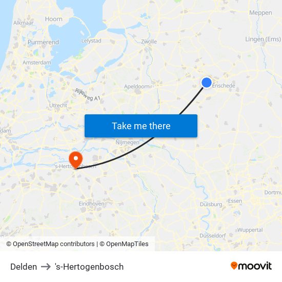 Delden to 's-Hertogenbosch map