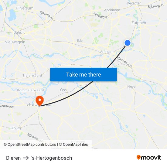 Dieren to 's-Hertogenbosch map