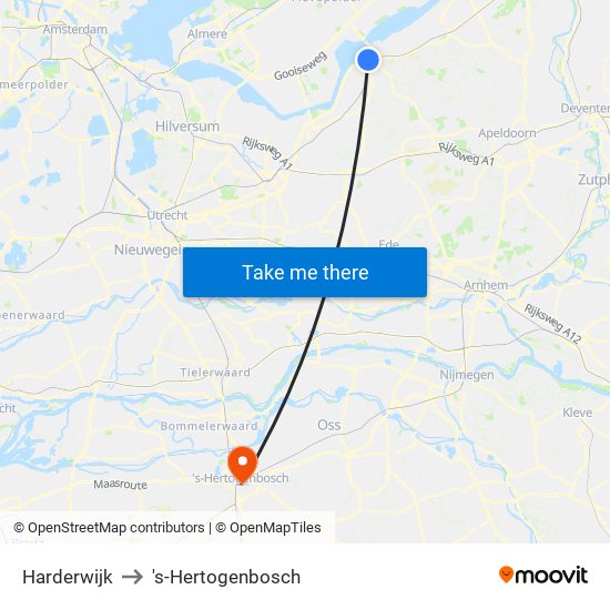 Harderwijk to 's-Hertogenbosch map