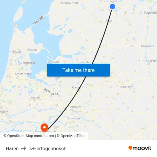 Haren to 's-Hertogenbosch map