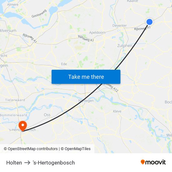 Holten to 's-Hertogenbosch map