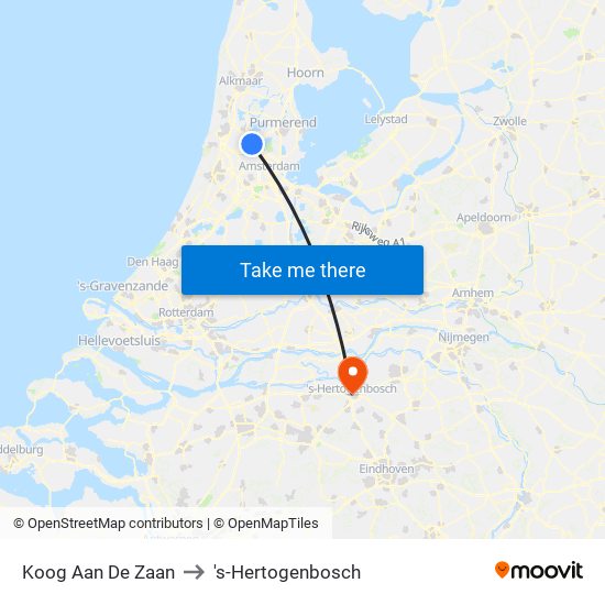 Koog Aan De Zaan to 's-Hertogenbosch map