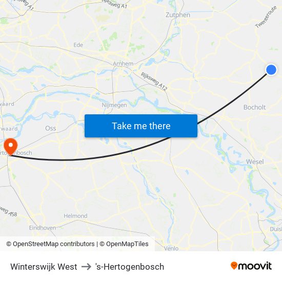 Winterswijk West to 's-Hertogenbosch map