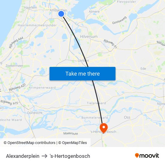 Alexanderplein to 's-Hertogenbosch map