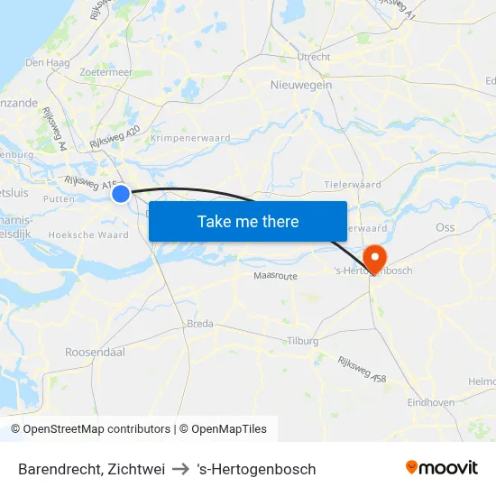 Barendrecht, Zichtwei to 's-Hertogenbosch map