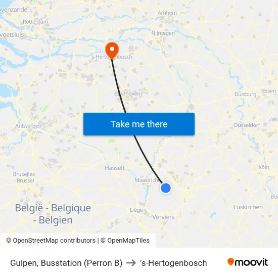 Gulpen, Busstation (Perron B) to 's-Hertogenbosch map