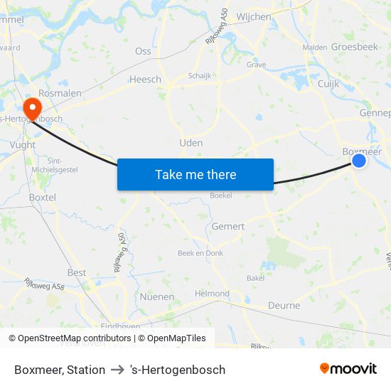 Boxmeer, Station to 's-Hertogenbosch map