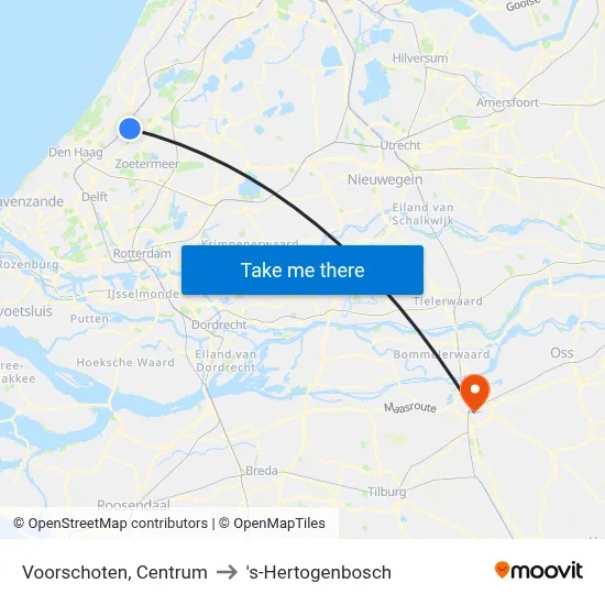 Voorschoten, Centrum to 's-Hertogenbosch map