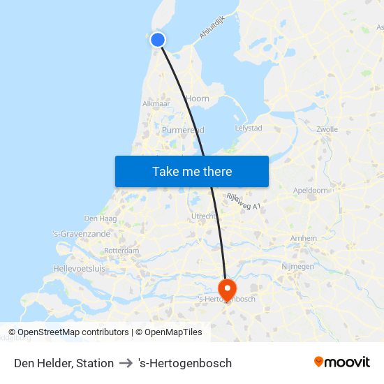 Den Helder, Station to 's-Hertogenbosch map