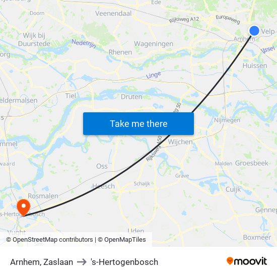 Arnhem, Zaslaan to 's-Hertogenbosch map