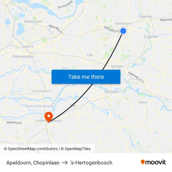 Apeldoorn, Chopinlaan to 's-Hertogenbosch map