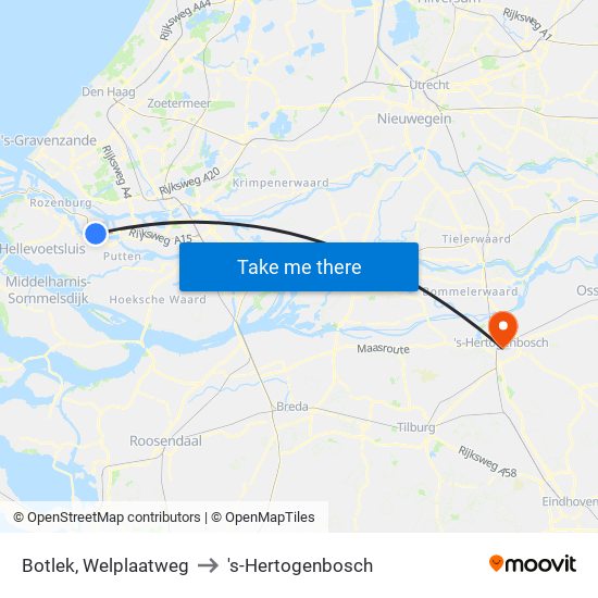 Botlek, Welplaatweg to 's-Hertogenbosch map