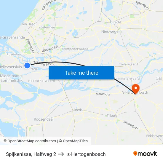 Spijkenisse, Halfweg 2 to 's-Hertogenbosch map