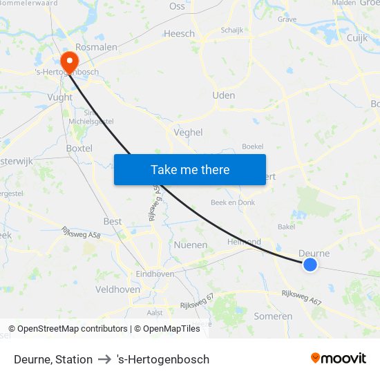 Deurne, Station to 's-Hertogenbosch map