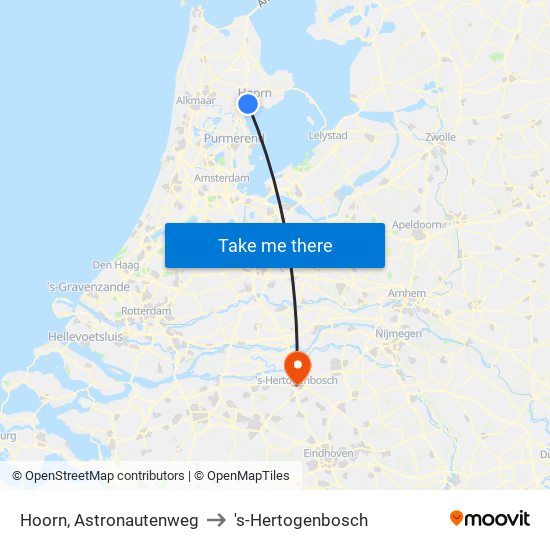 Hoorn, Astronautenweg to 's-Hertogenbosch map