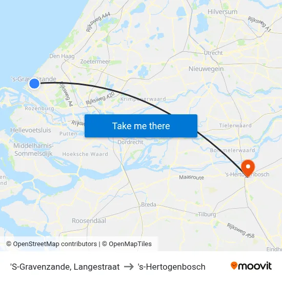 'S-Gravenzande, Langestraat to 's-Hertogenbosch map