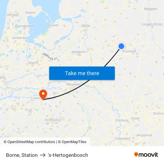 Borne, Station to 's-Hertogenbosch map