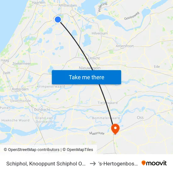 Schiphol, Knooppunt Schiphol Oost to 's-Hertogenbosch map