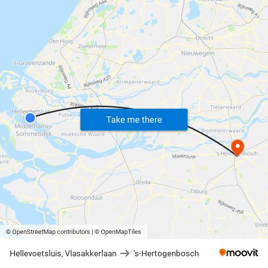 Hellevoetsluis, Vlasakkerlaan to 's-Hertogenbosch map