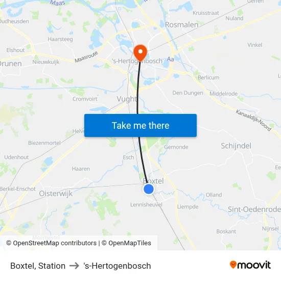 Boxtel, Station to 's-Hertogenbosch map