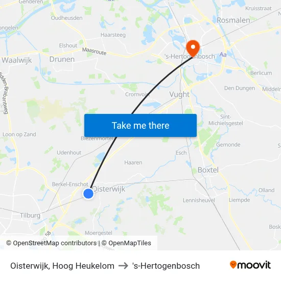 Oisterwijk, Hoog Heukelom to 's-Hertogenbosch map
