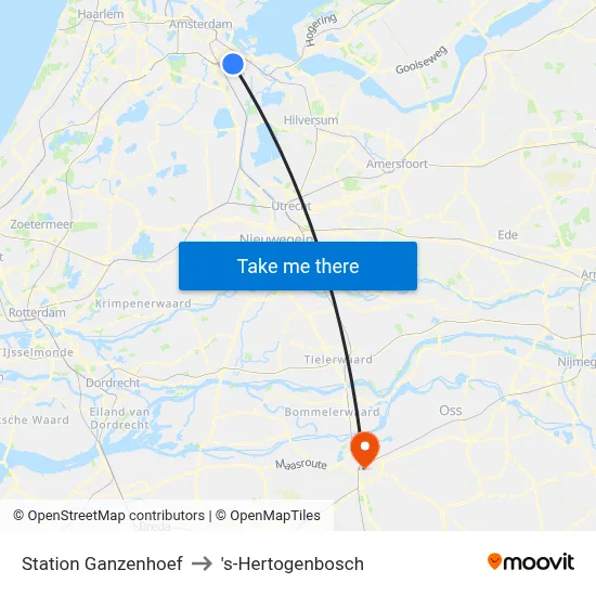 Station Ganzenhoef to 's-Hertogenbosch map